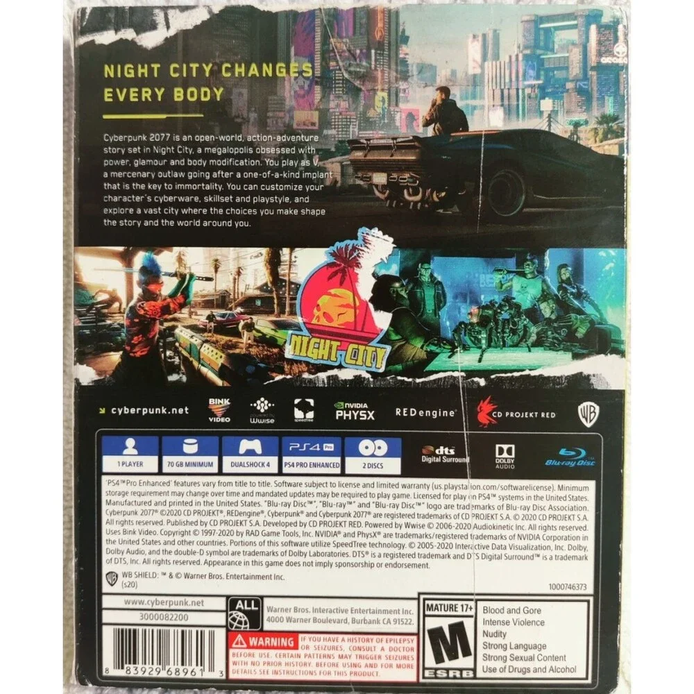 Cyberpunk 2077 Collector Edition PS4 Sealed Game, First Release 2020- Sealed
